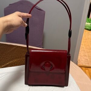 Authentic Vintage Cartier Elegant Red Leather Handbag.